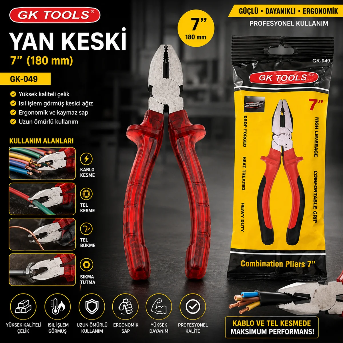 Saplı Yan Keski 180 mm görsel 3