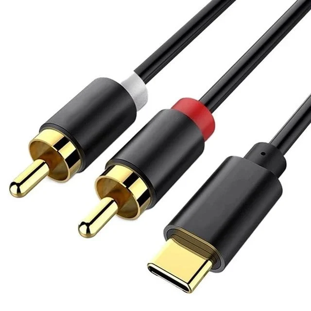PM-29963 USB Type-C Erkek to 2x RCA Erkek Stereo 2 Metre Ses Aktarım Kablosu görsel 4