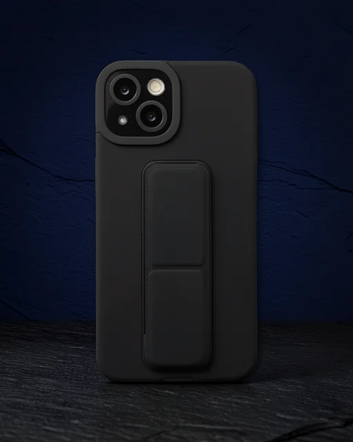 Apple İphone 14 Plus Kılıf Mega Standlı Silikon - Siyah