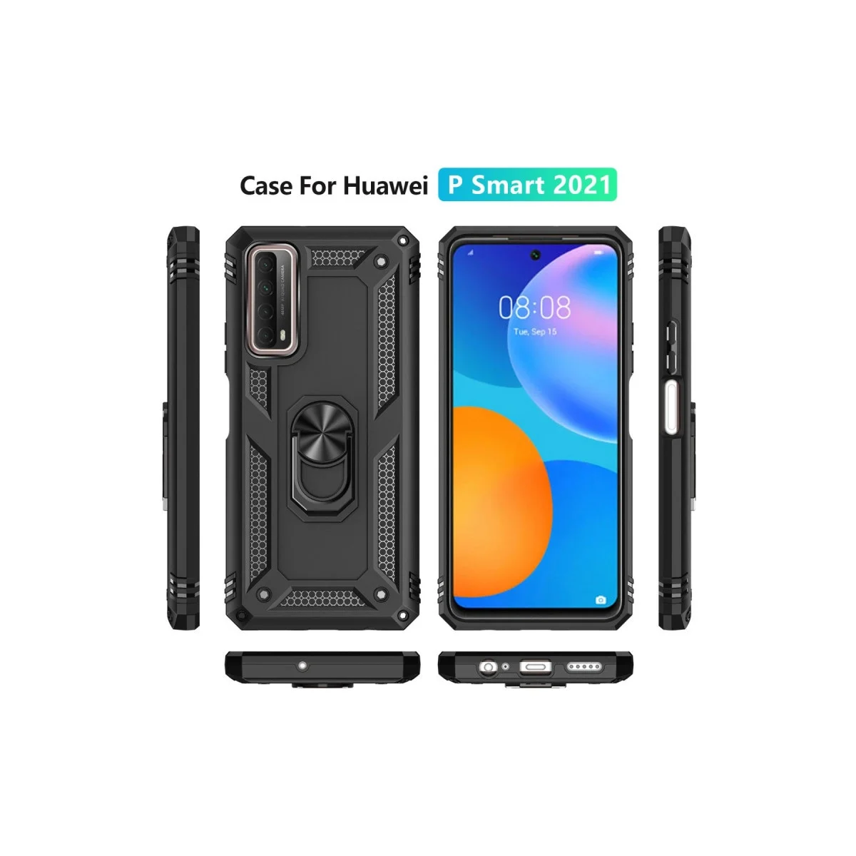 Huawei P Smart 2021 Kılıf Sofya Yüzüklü Silikon Kapak - Siyah görsel 3