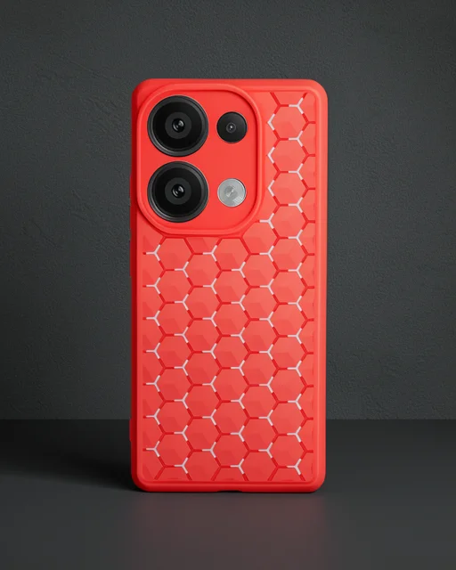 Xiaomi Redmi Note 13 Pro 4g Kılıf Petek Silikon Kapak - Kırmızı