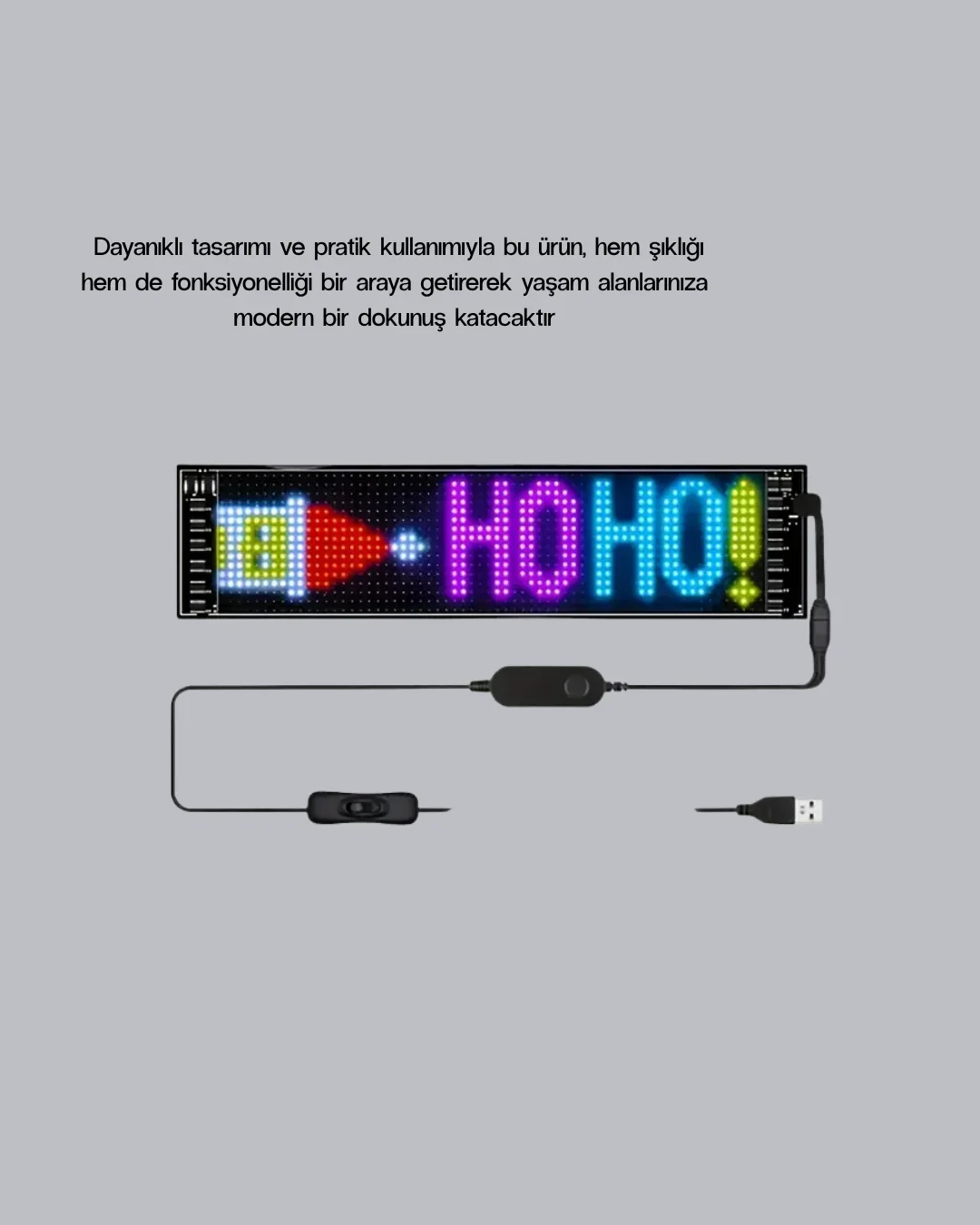 RGB LED Panel – Mobil Uyumlu, Yazı ve GIF Destekli, USB Bağlantılı Dekoratif Ekran görsel 5