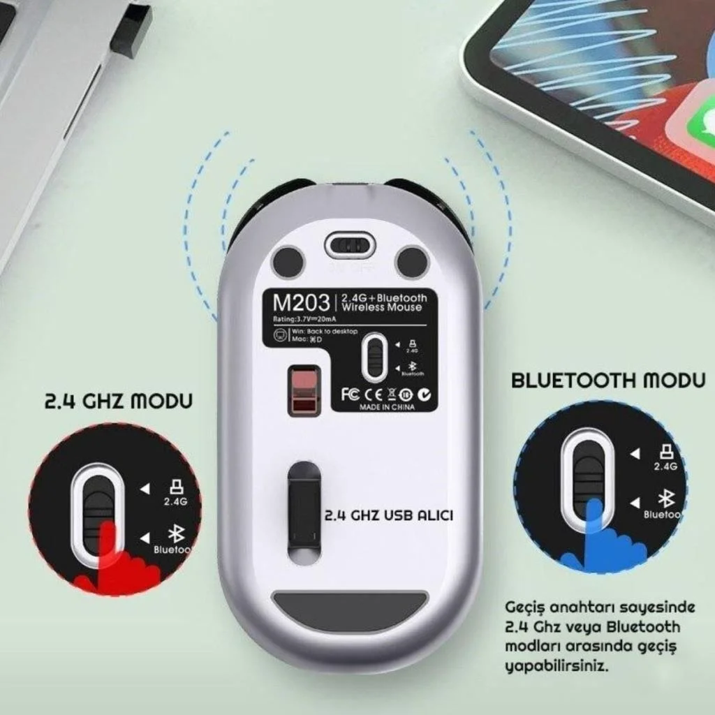 Sessiz Kablosuz Mouse – Wireless Optik Mouse, Sessiz Tıklama, Ergonomik Tasarım görsel 4