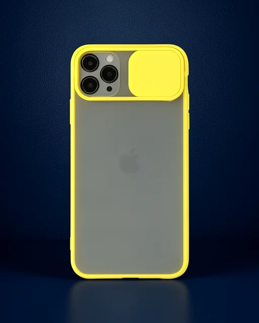 Apple İphone 11 Pro Max Kılıf Palm Buzlu Kamera Sürgülü Silikon - Sarı