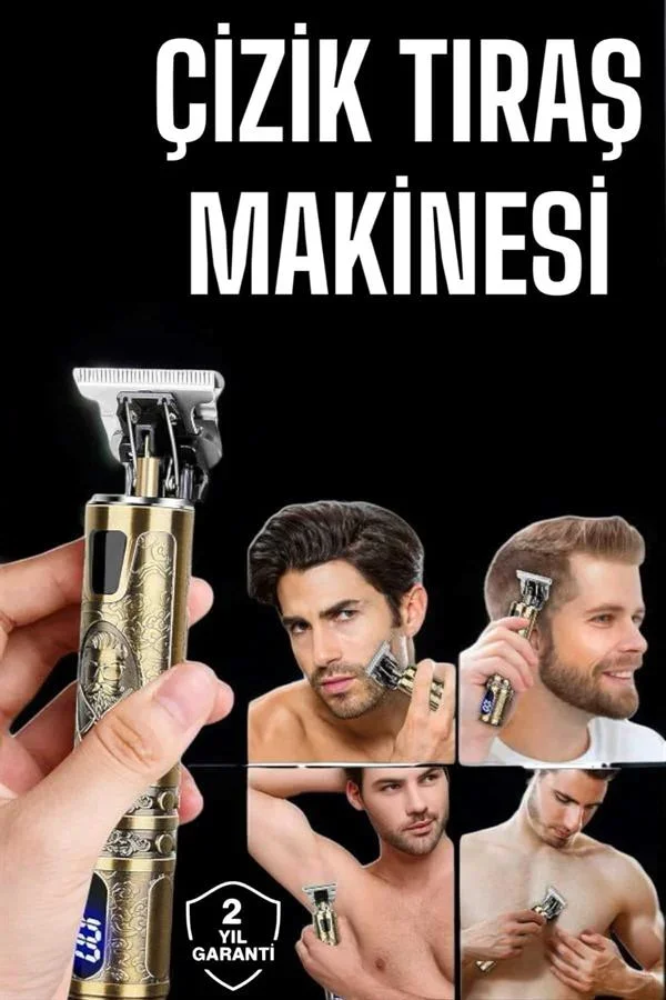 Tıraş Makinesi Şarjlı Profesyonel Saç Kesme Makinesi Gold Çizik Tıraş görsel 2