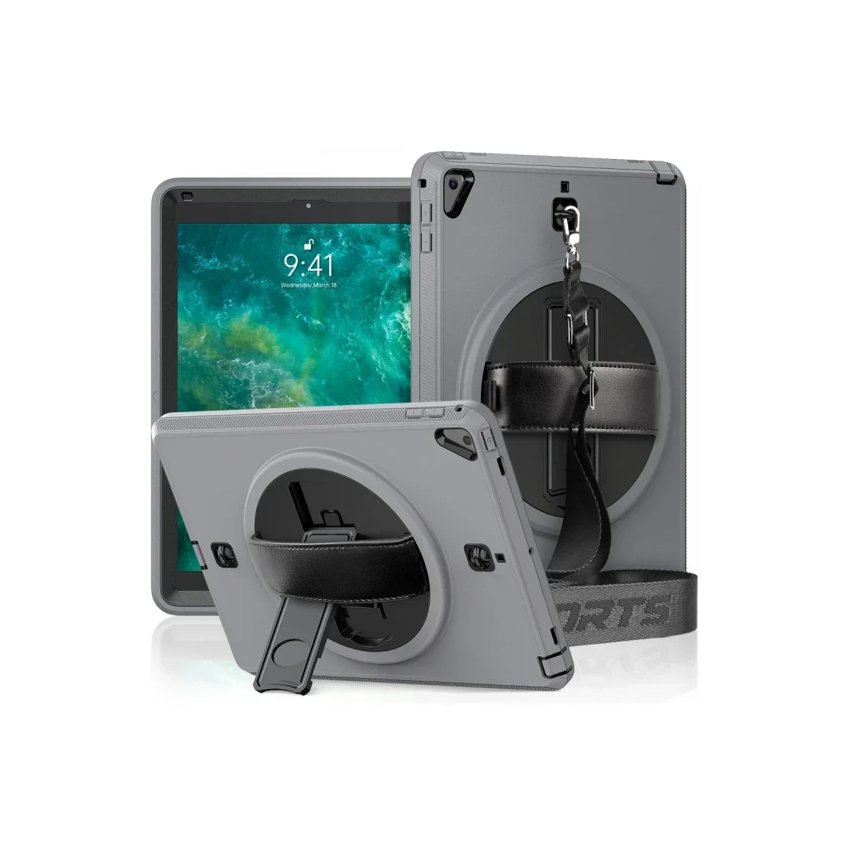 Apple iPad 5 Air 9.7 Kılıf Strap-C Otterbox Tablet Kapak - Gri