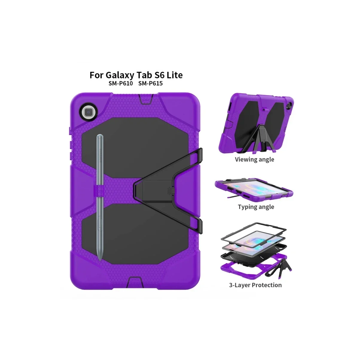 Samsung Galaxy T500 Tab A7 10.4 Kılıf Griffin Tablet Kapak - Mor görsel 4