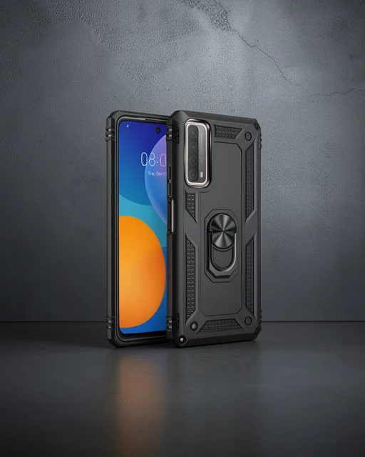 Huawei P Smart 2021 Kılıf Sofya Yüzüklü Silikon Kapak - Siyah