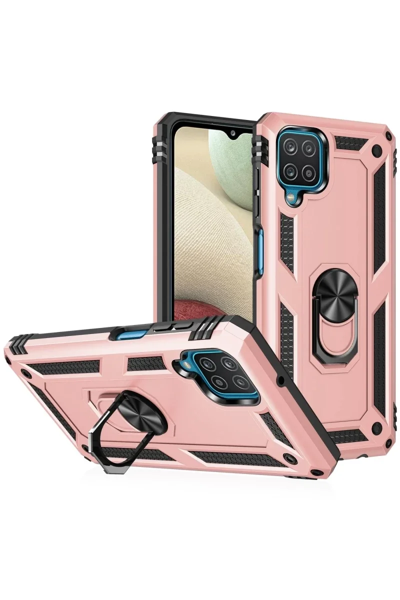 Samsung Galaxy A22 Kılıf Sofya Yüzüklü Silikon Kapak - Rose görsel 2