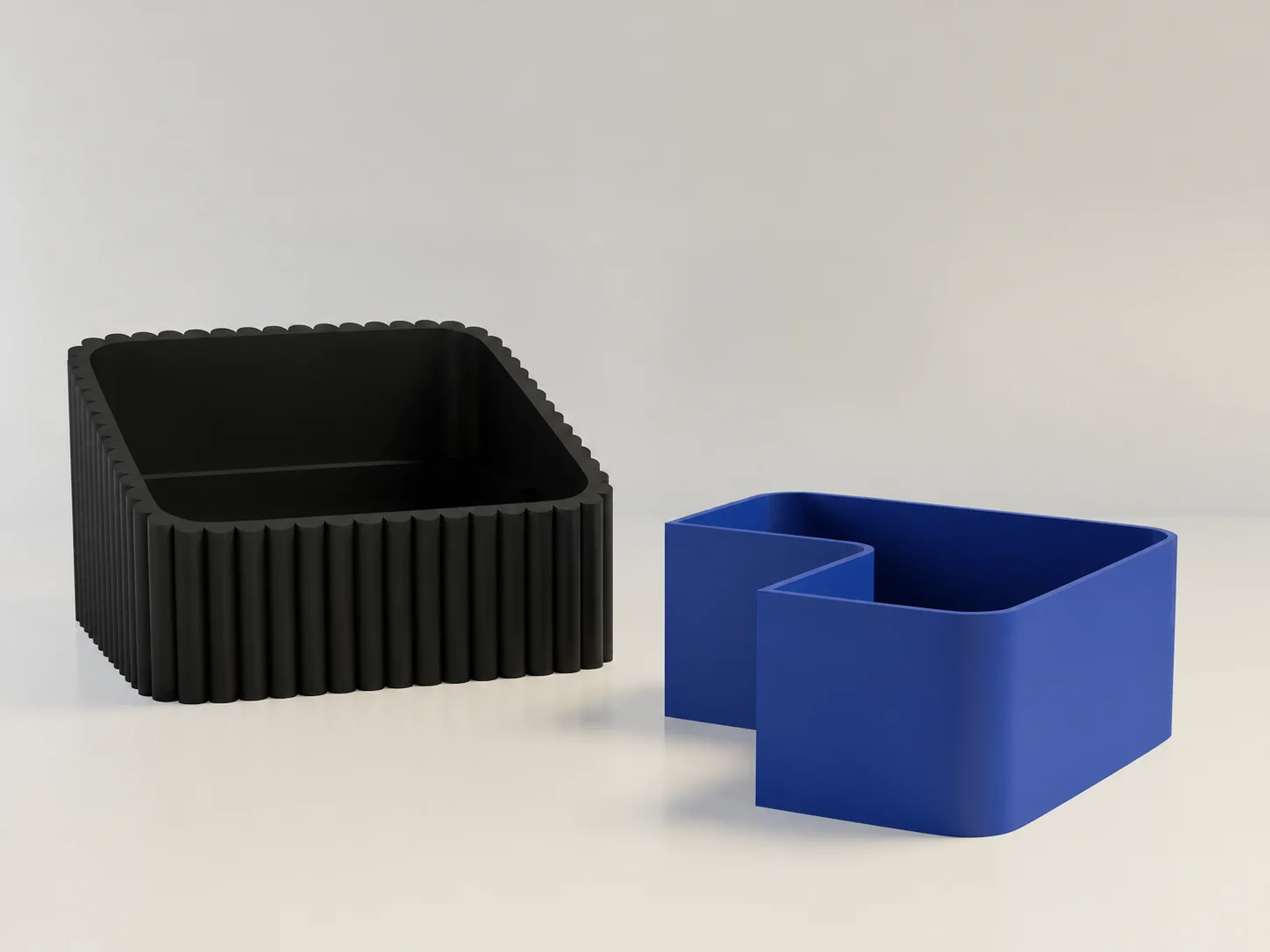 3D Baskı Fıstık Kasesi - Çift Hazneli Kabuk Ayırıcı Sunum Kasesi - Siyah Mavi görsel 2