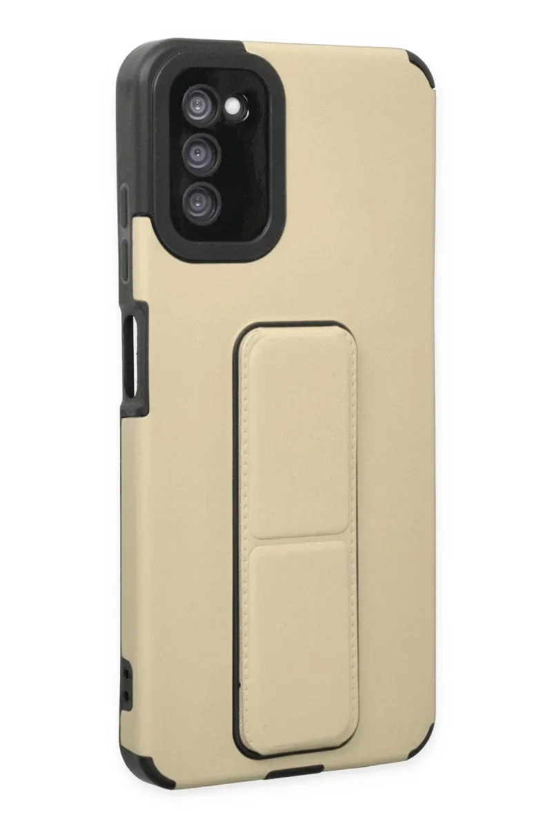 Samsung Galaxy A03S Kılıf Mega Standlı Silikon - Gold görsel 2