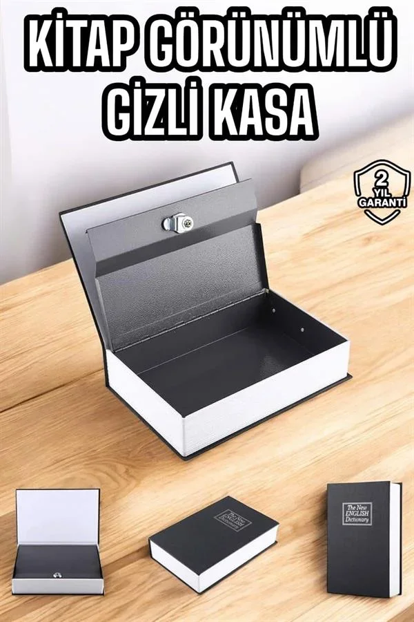 Gizli Kasa İngilizce Sözlüğü Kitap Görünümlü Anahtarlı Gizli ni Çelik Kasa Kilitli görsel 2