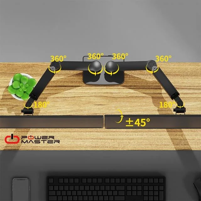 PM-252D 13-32’’ Amortisörlü Stand Çift Kol LCD-LED Gang Monitör Tutucu Stand Askı Aparatı görsel 3