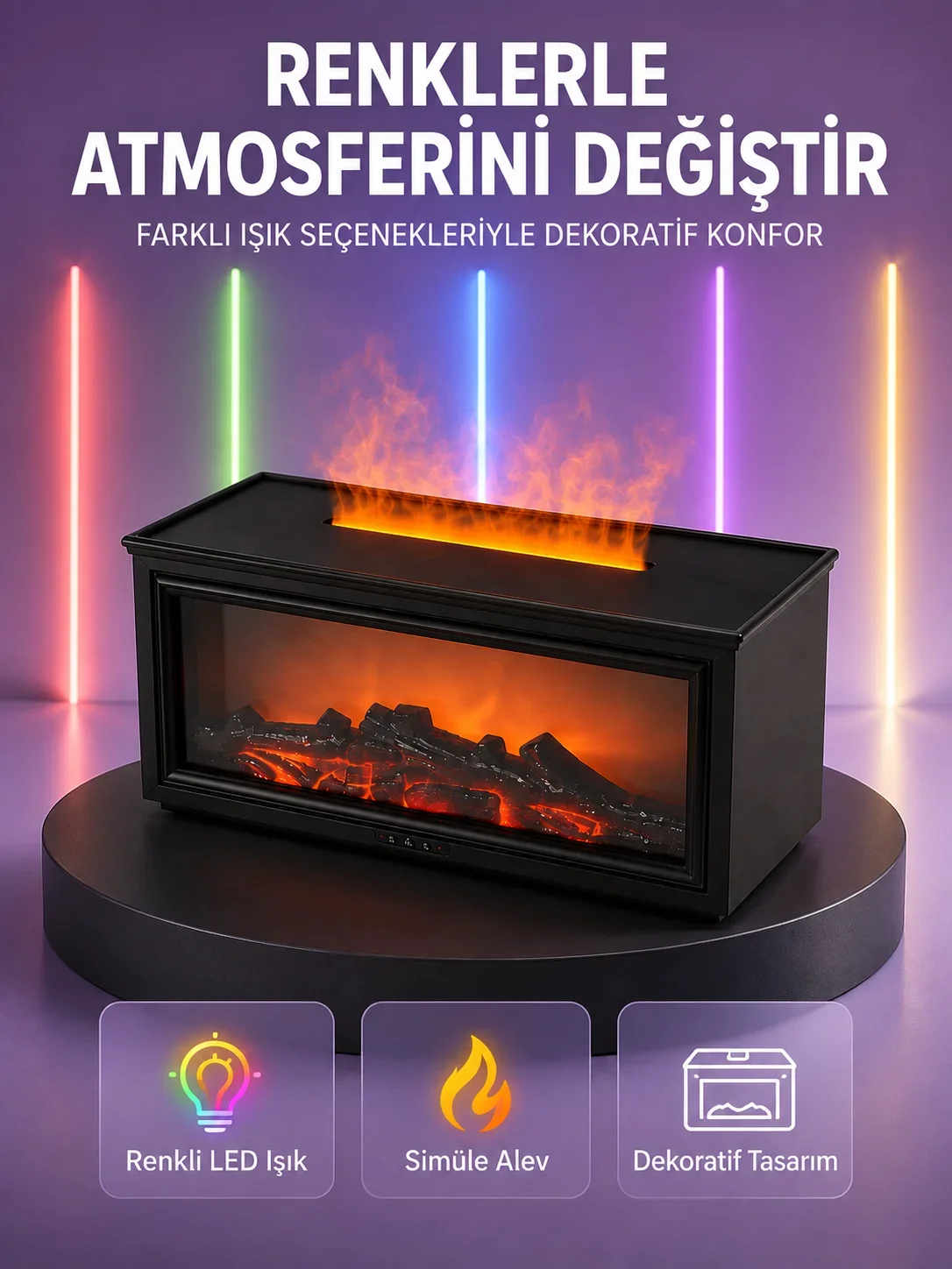 Şöne Görünümlü Hava Nemlendirici Renkli LED Işıklı Aroma Difüzörü