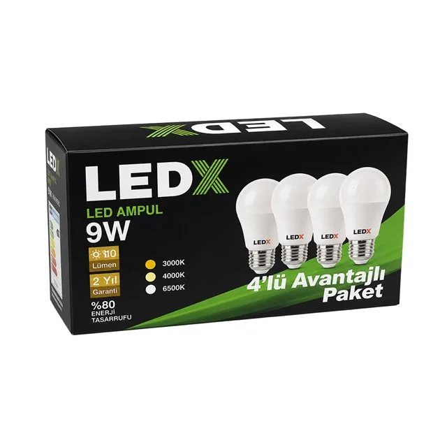 LedX AL-LL9-4 9 Watt 6500K Beyaz E27 Duy 4’lü Avantajlı Paket Ampul görsel 3