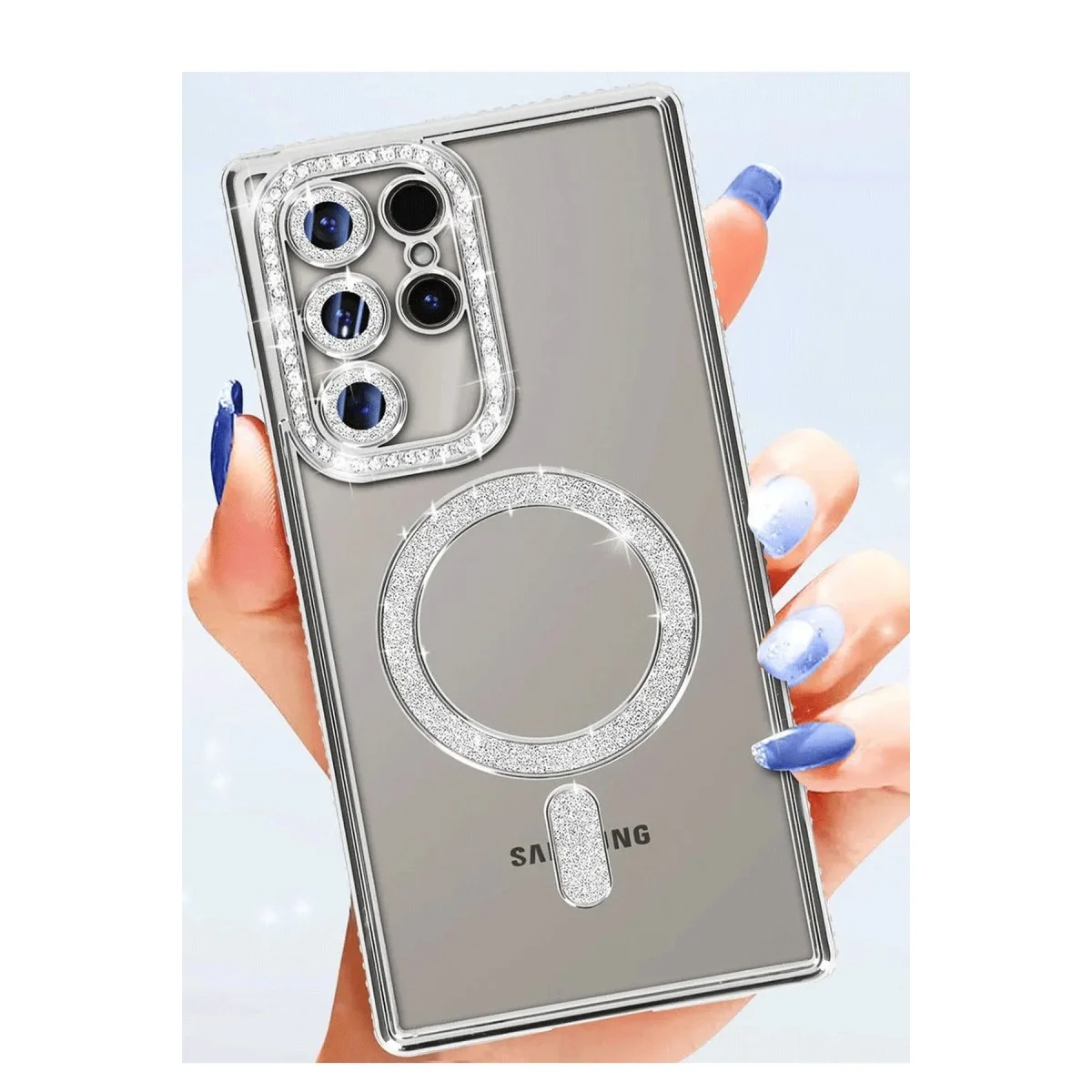 Samsung Galaxy S25 Ultra Kılıf Joke Simli Magneticsafe Kılıf - Siyah görsel 3