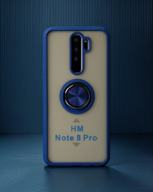 Xiaomi Redmi Note 8 Pro Kılıf Montreal Yüzüklü Silikon Kapak - Lacivert