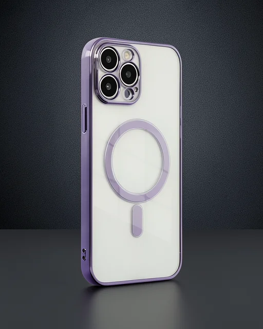 Apple İphone 13 Pro Max Kılıf Magneticsafe Lazer Silikon - Mor