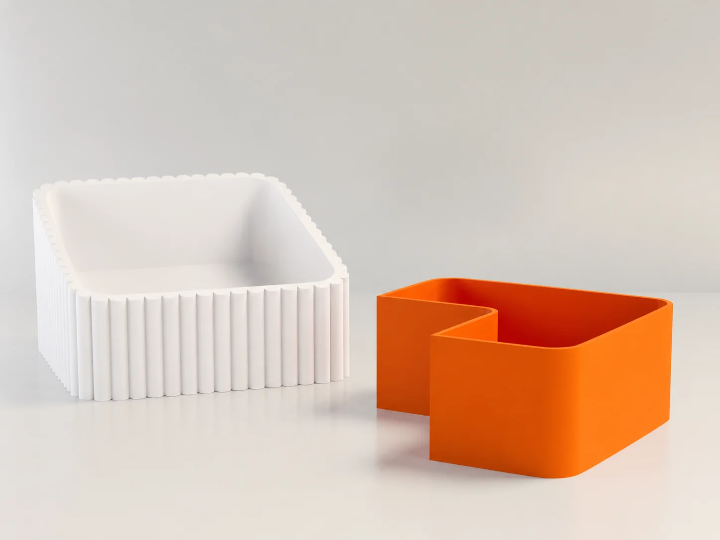 3D Baskı Fıstık Kasesi - Çift Hazneli Kabuk Ayırıcı Sunum Kasesi - Beyaz Turuncu görsel 2