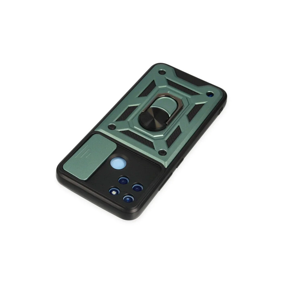 Realme C25Y Kılıf Pars Lens Yüzüklü Silikon - Yeşil görsel 5