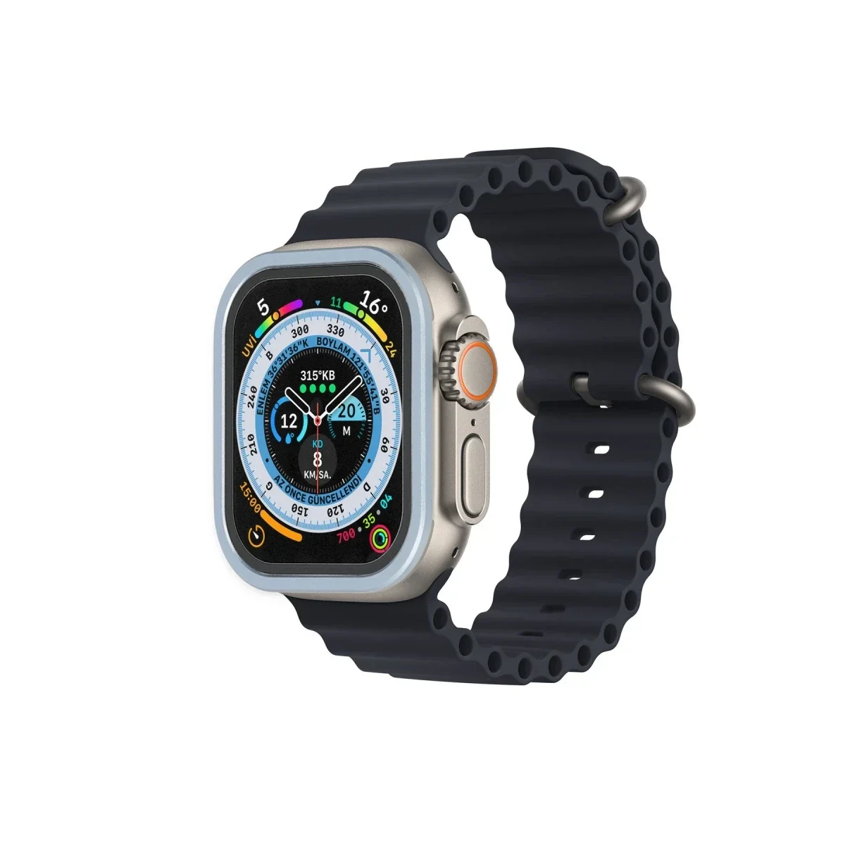 Apple Watch Ultra 49mm Alüminyum Kasa Cam Ekran Koruyucu - Mavi görsel 2