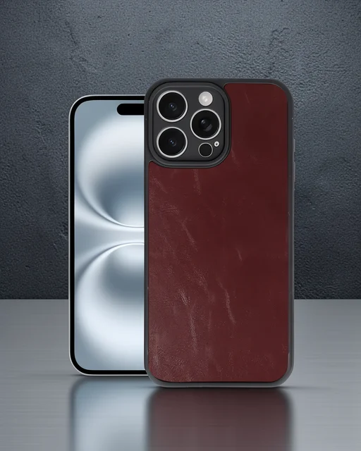 Apple İphone 16 Pro Max Kılıf Aras Deri Kapak - Bordo