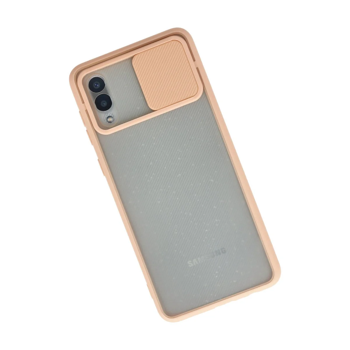 Samsung Galaxy A02 Kılıf Palm Buzlu Kamera Sürgülü Silikon - Pembe görsel 2