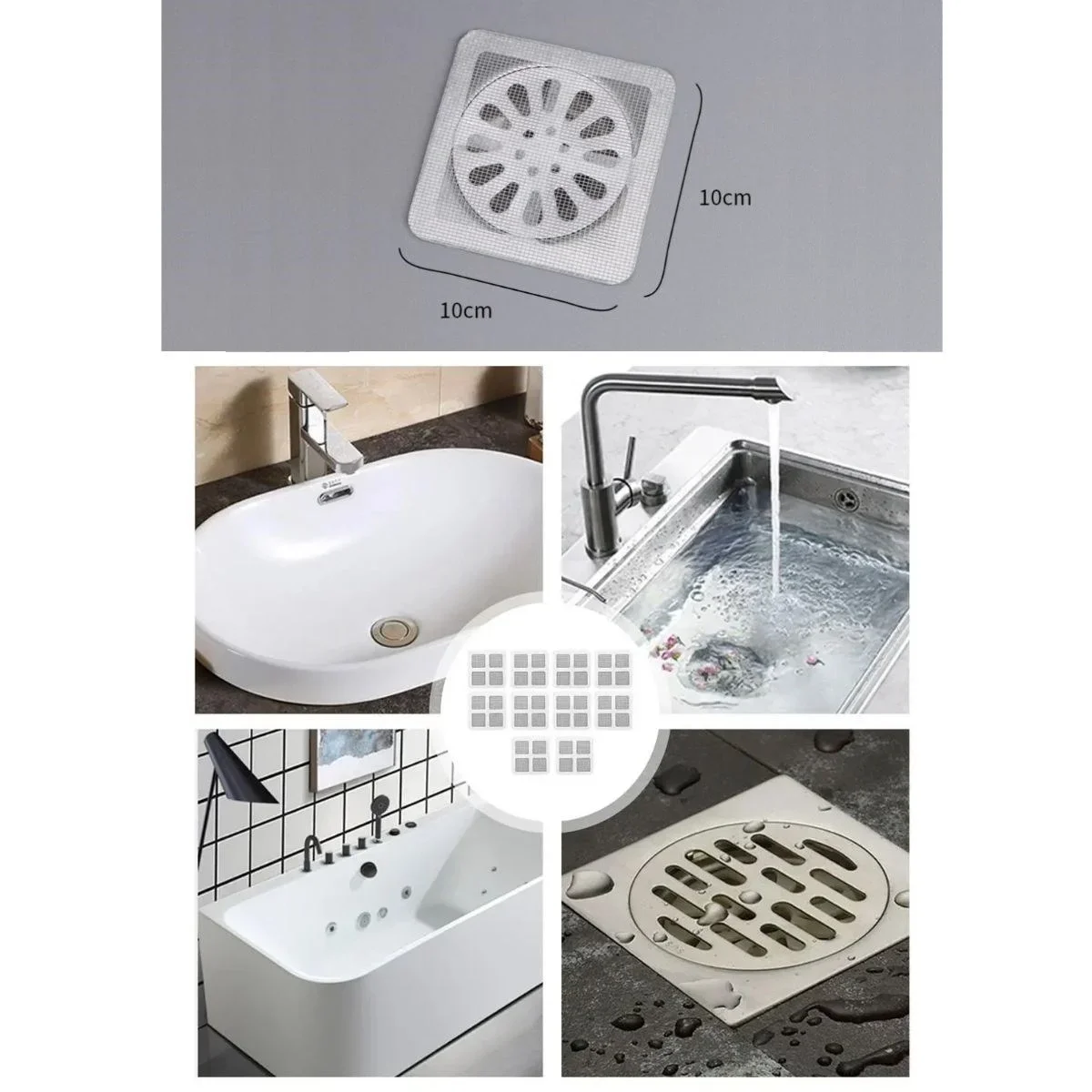 10'lu Banyo ve Mutfak Lavabo Koku Önleyici ve Haşere Böcek Önleyici Gider Filtresi görsel 3