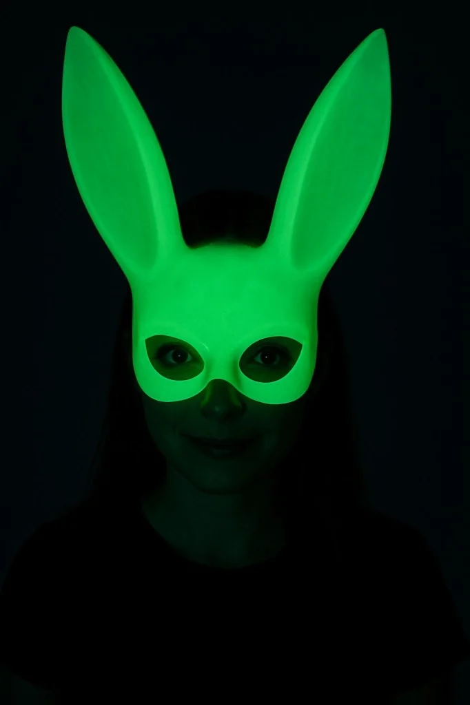 Karanlıkta Yanan Glow Floresan Tavşan Maskesi 32x22 cm