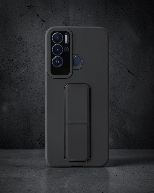Tecno Pova Neo Kılıf Mega Standlı Silikon - Siyah