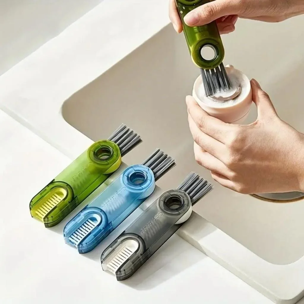 3 Fonksiyonlu Pratik Şişe Temizleme Fırçası Mutfak Banyo Araç İçin Çok Amaçlı Fırça (adet fiyatıdır) görsel 3