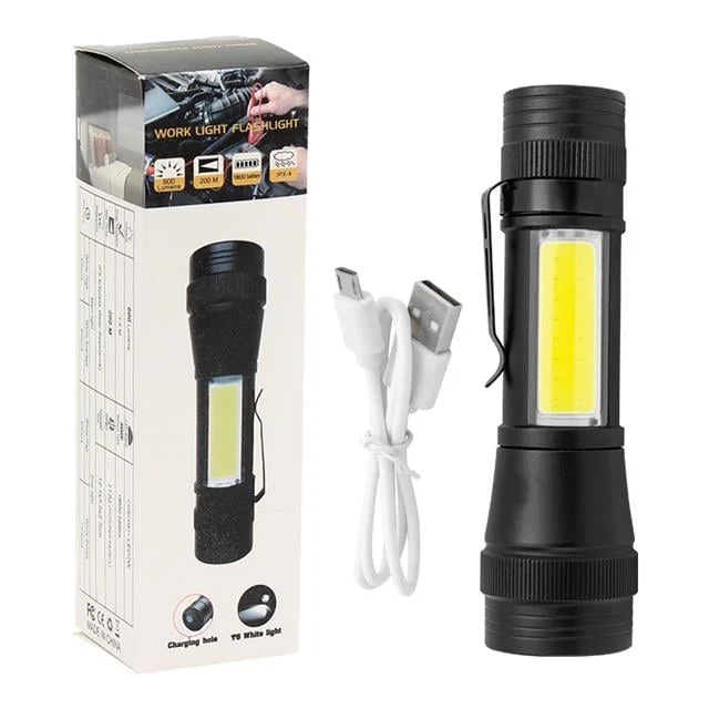 PM-14622 Metal 4 Işık Modlu Su Geçirmez 3400 Lümen Power Ledli Şarjlı El Feneri görsel 3