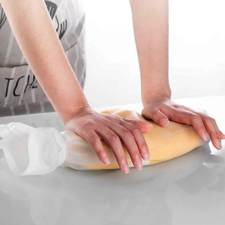 Orta Hamur Torbası Silikon Şeffaf Hamur Yoğurma Torbası Ekmek Makarna Mantı Hamuru Kolay Yo