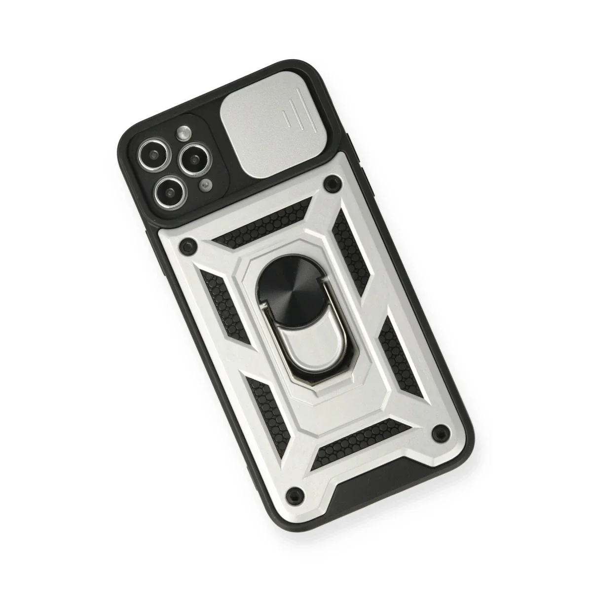 Apple iPhone 11 Pro Kılıf Pars Lens Yüzüklü Silikon - Gümüş görsel 3