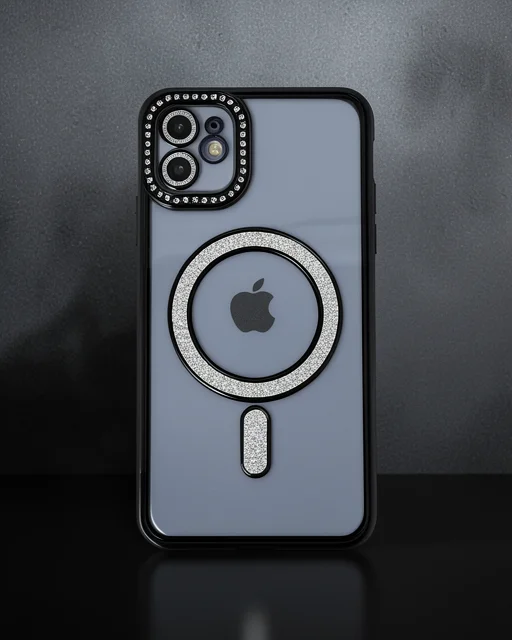 Apple İphone 11 Kılıf Joke Simli Magneticsafe Kılıf - Siyah