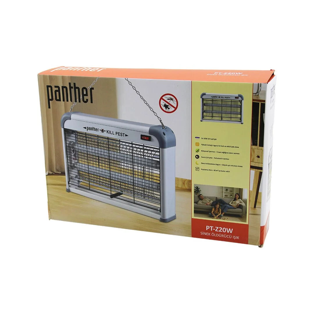 Dikdörtgen Model Sinek Öldürücü Cız Makine 2X10W Masa Üstü - Askı Halkalı ETKİ=40M 226X38X7CM V