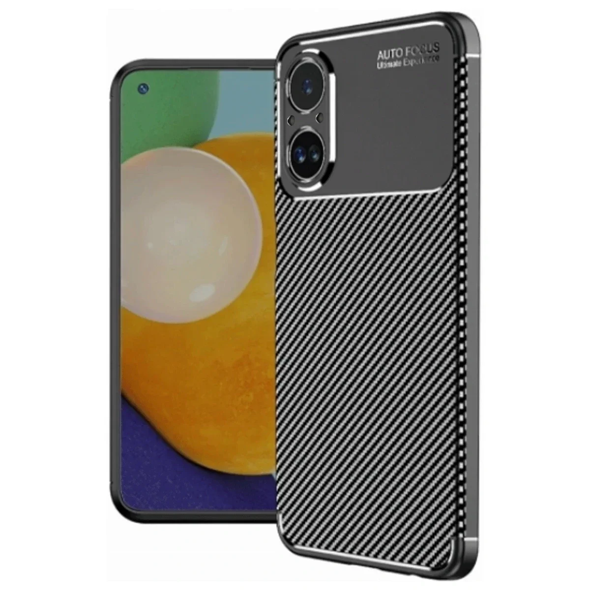 Realme 12 Lite Kılıf Auto Focus Karbon Kapak - Siyah görsel 3