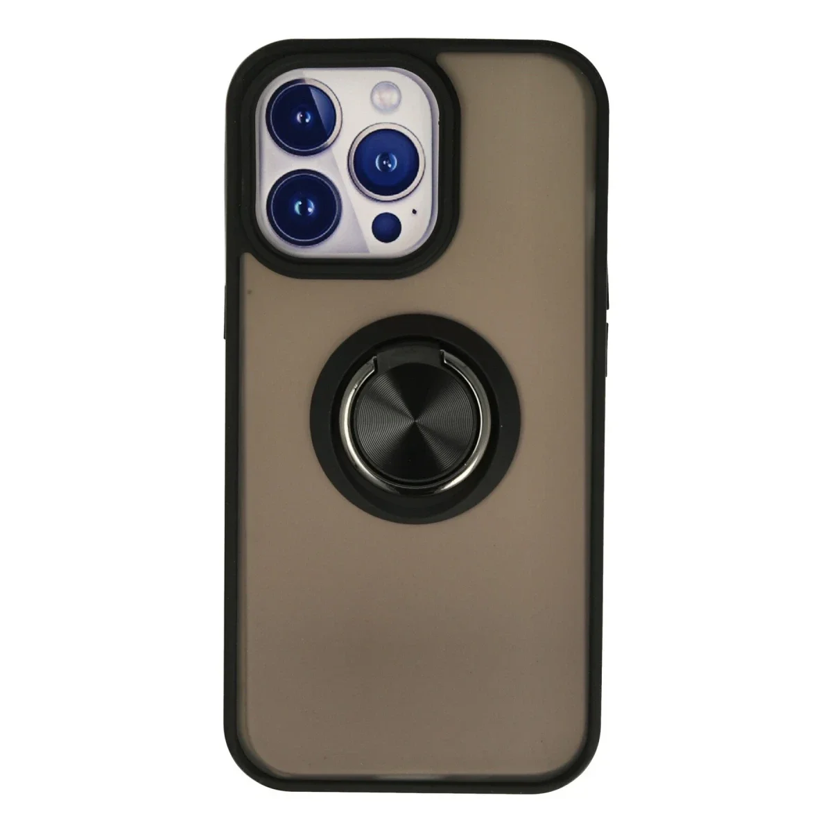 Apple iPhone 13 Pro Kılıf Montreal Yüzüklü Silikon Kapak - Siyah