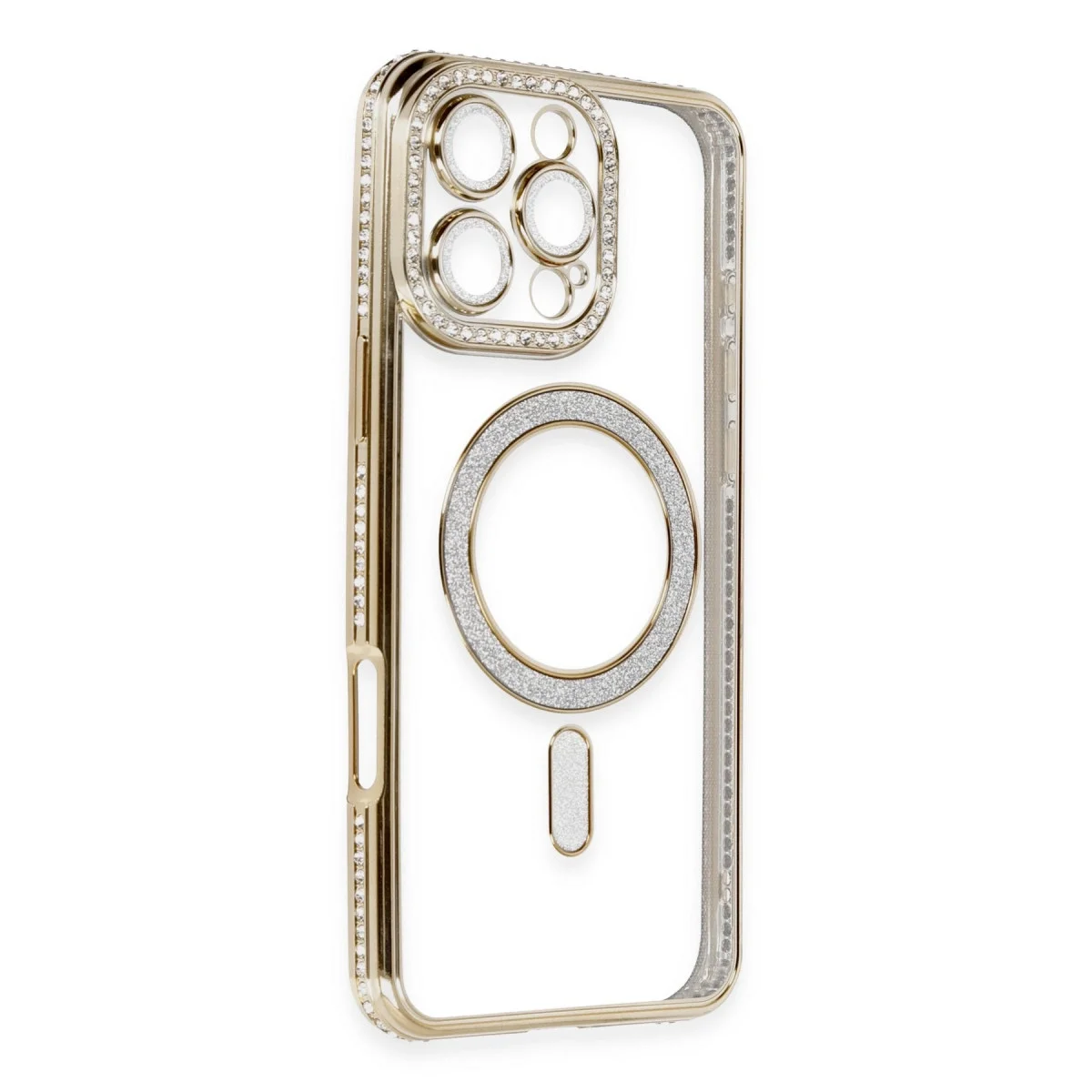 Apple İphone 16 Pro Kılıf Joke Simli Magneticsafe Kılıf - Gold görsel 3
