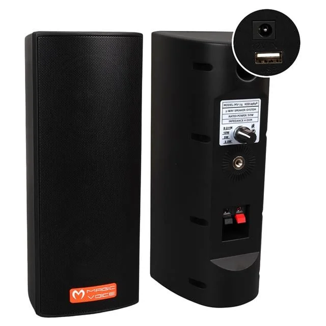 MagicVoice MV-26 2x7.5 CM 50 Watt Komütatörlü Hat Trafolu Siyah Sütun Hoparlör (2’li Takım) görsel 5