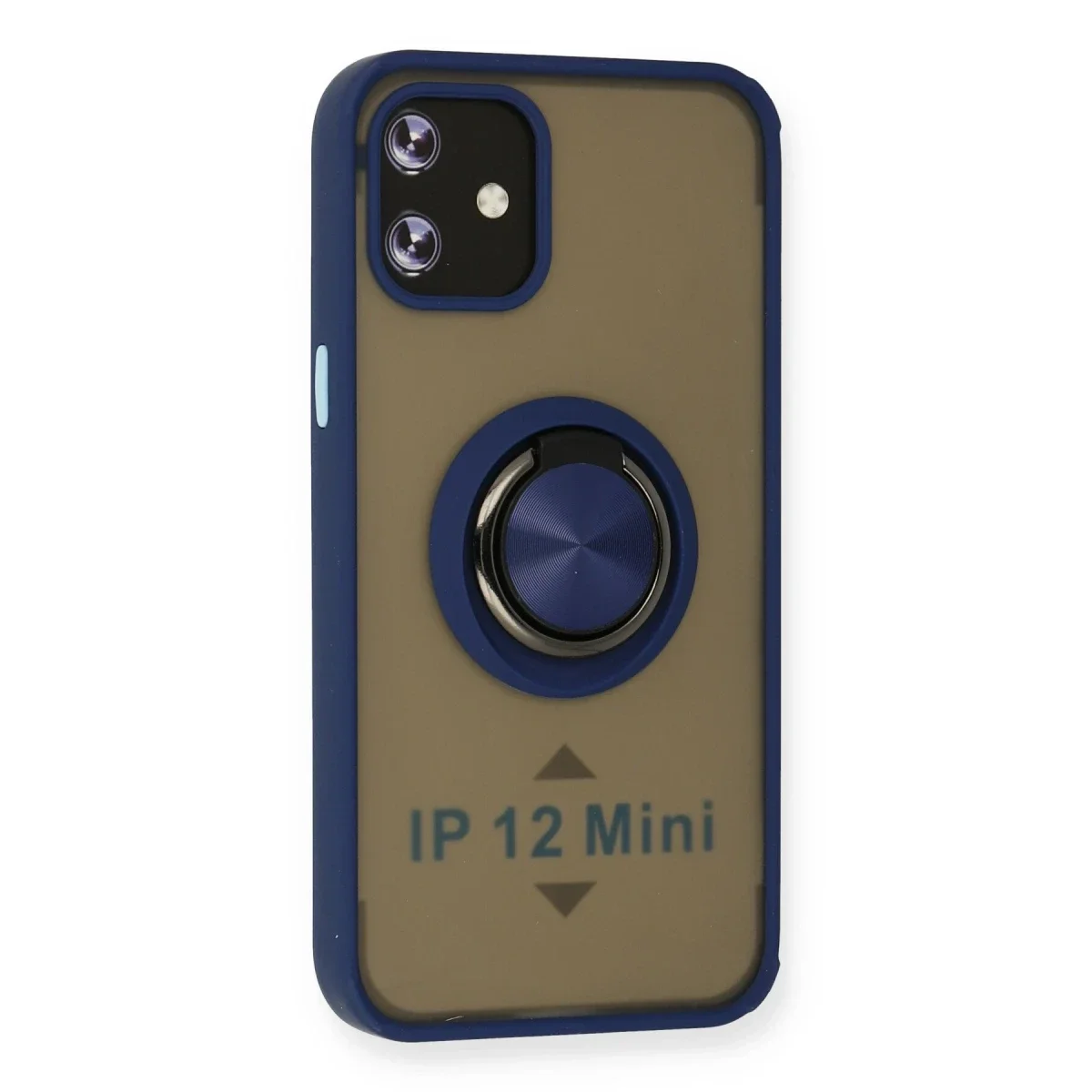 Apple iPhone 12 Mini Kılıf Montreal Yüzüklü Silikon Kapak - Lacivert görsel 2