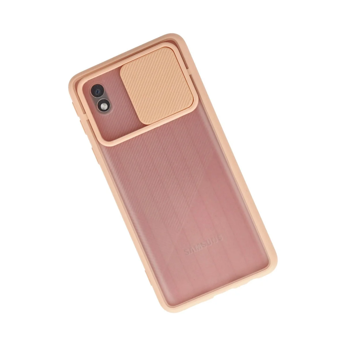 Samsung Galaxy A01 Core Kılıf Palm Buzlu Kamera Sürgülü Silikon - Pembe görsel 2