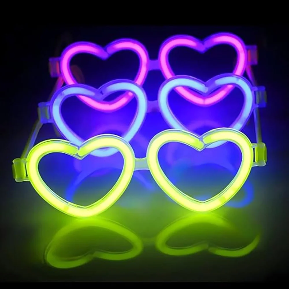 Glow Kalpli Fosforlu Gözlük 6’lı Renkli Set – Neon Parti görsel 2