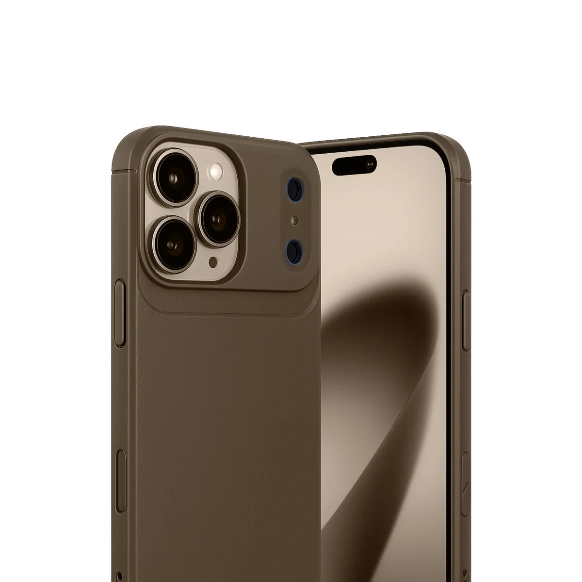Apple İphone 17 Pro Max Auto Focus Karbon Kapak - Kahverengi görsel 3