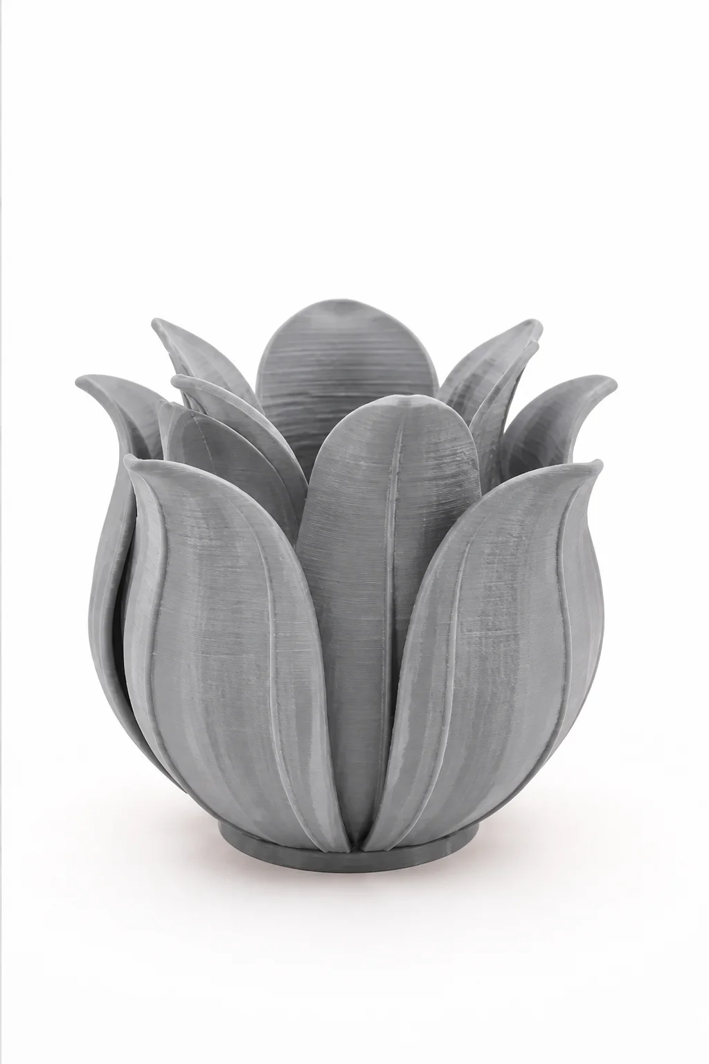 3D Baskı Lotus Yapraklı Vazo - Dekoratif Çiçeklik-Gri görsel 3