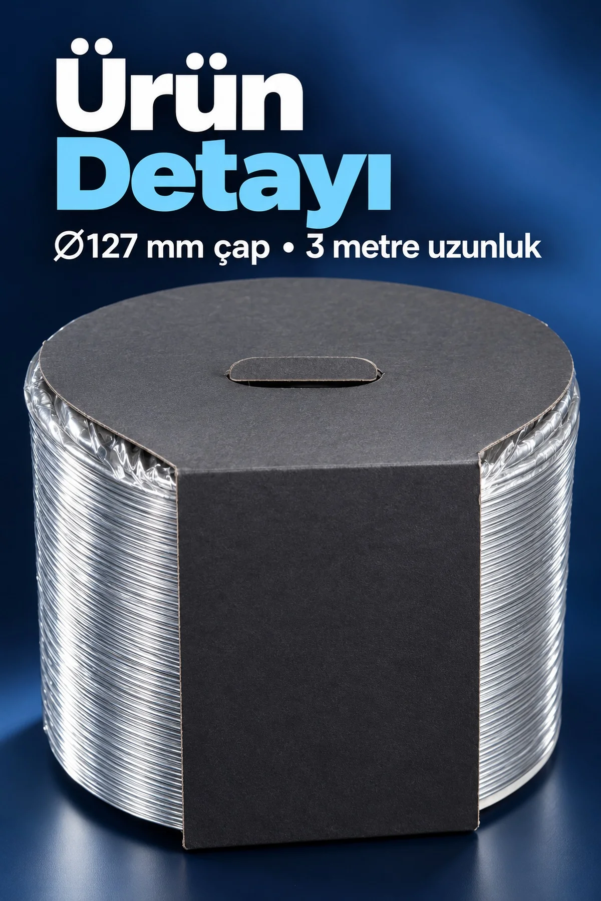 3 Metre Uzunluğunda Gümüş Renkli Telli Aspiratör Borusu görsel 2