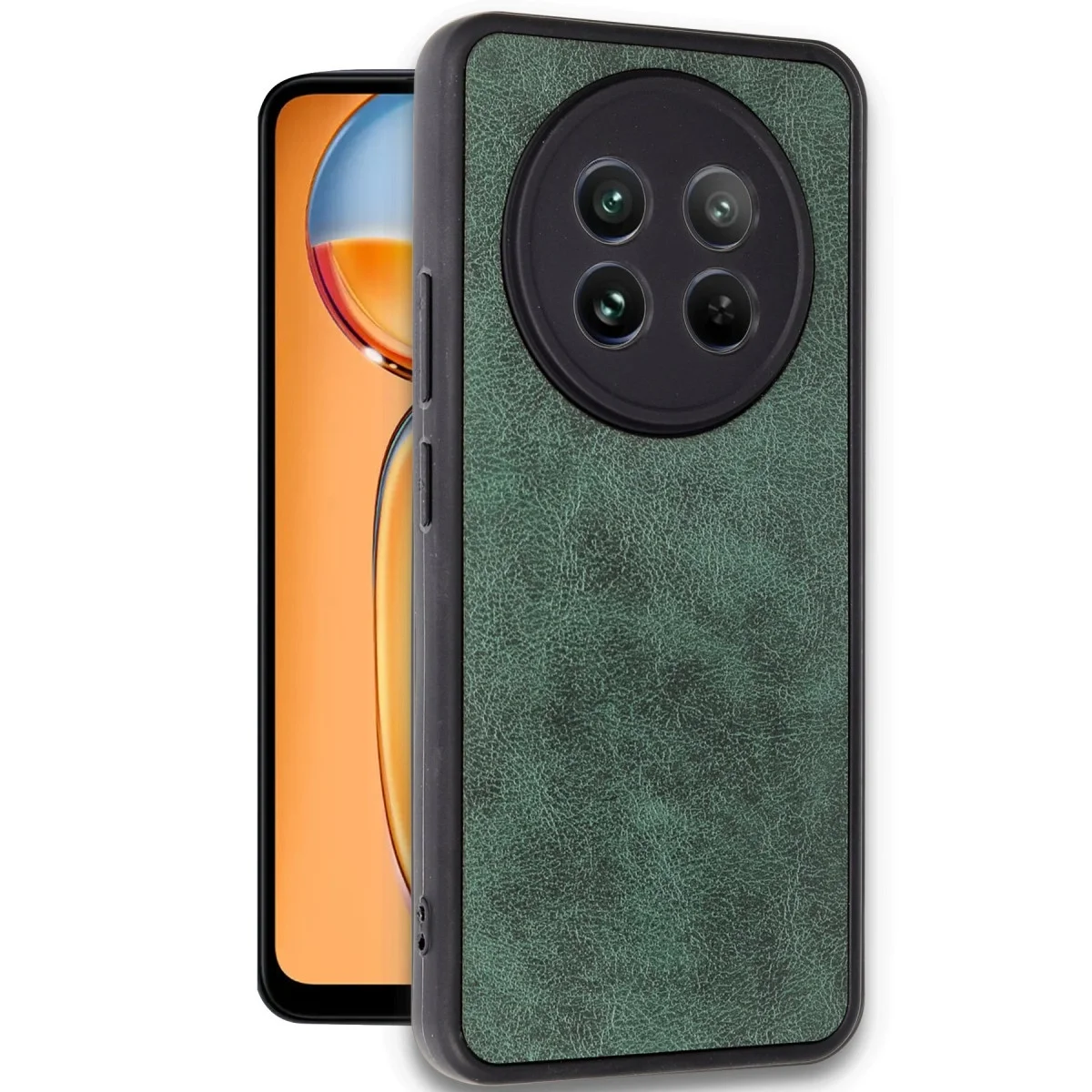 Realme 12 5g Kılıf Aras Deri Kapak - Koyu Yeşil görsel 2