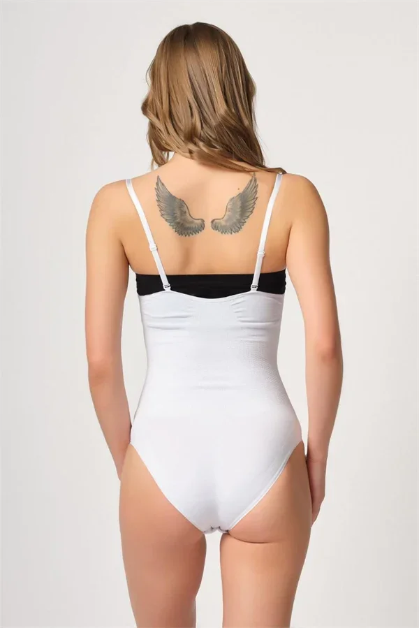Beyaz Göğsü Açık Agraflı Body Korse görsel 3