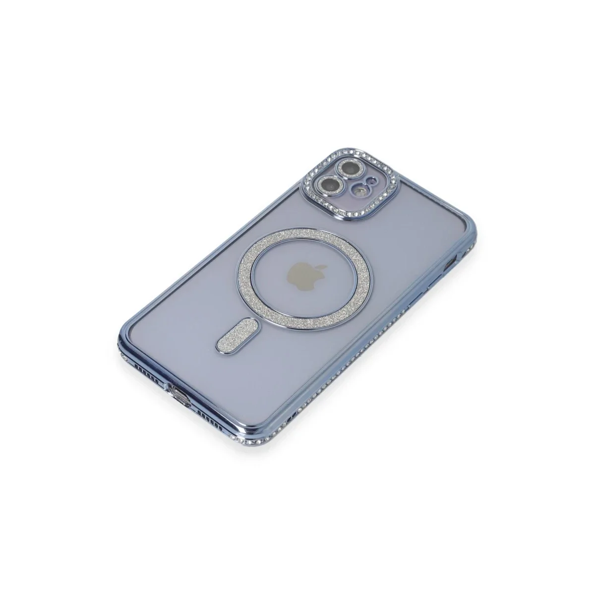Apple iPhone 11 Kılıf Joke Simli Magneticsafe Kılıf - Mavi görsel 3