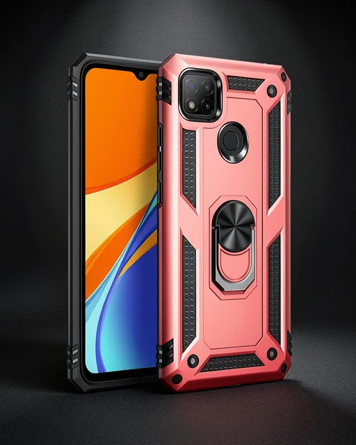 Xiaomi Redmi 9c Kılıf Sofya Yüzüklü Silikon Kapak - Rose